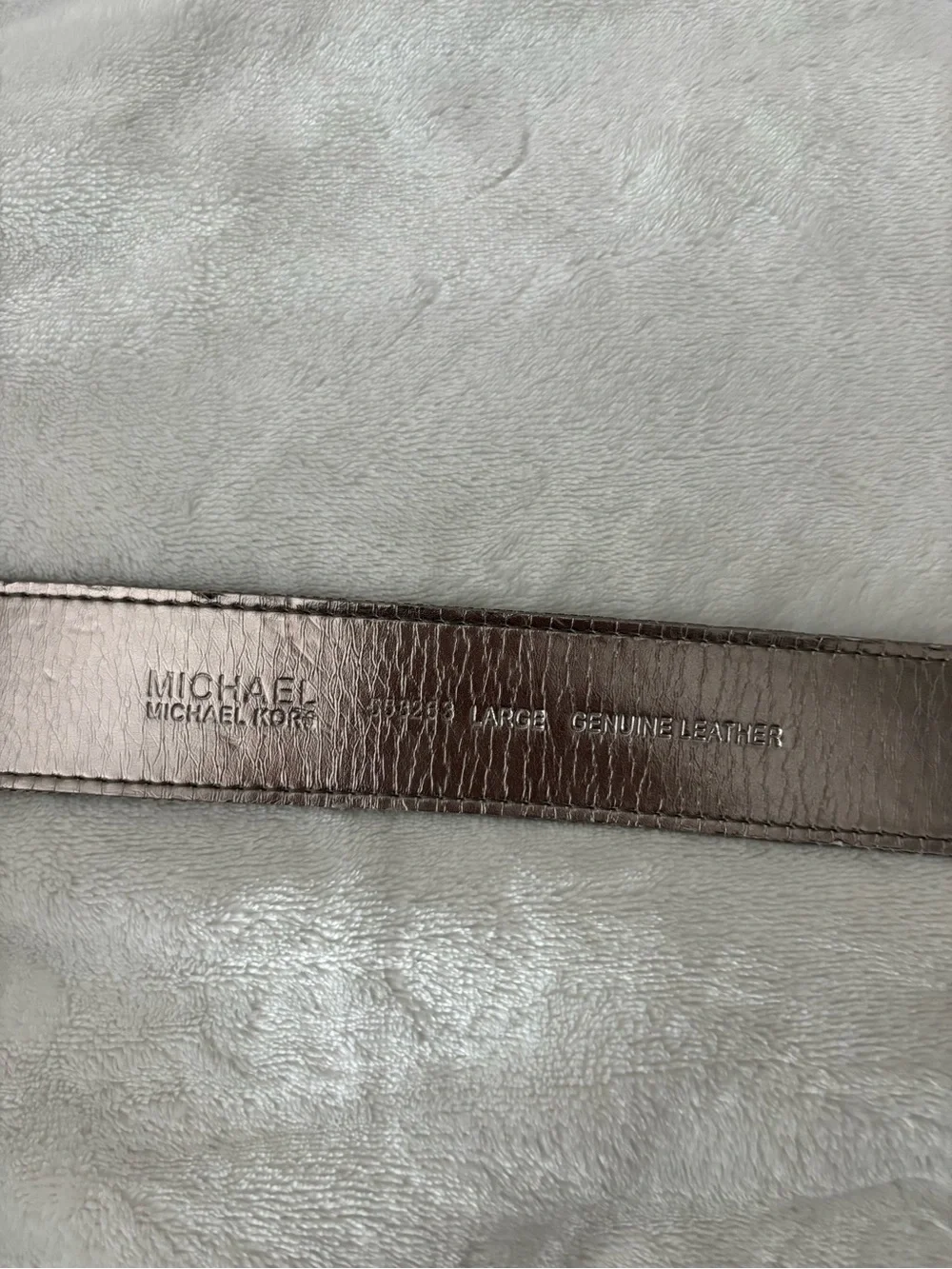 Michael Kors Beige Taupe MK Logo Belt with Silver Hardware